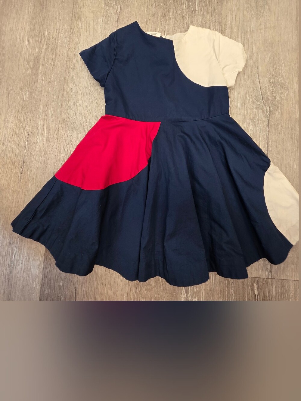 JACARDI Girls Navy, Cream & Red Colorblock Twirl Dress
